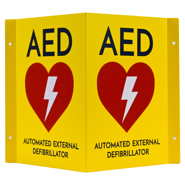CardiAct Metal Yellow AED Angle Bracket Sign CardiAct Metal Yellow AED Angle Bracket Sign