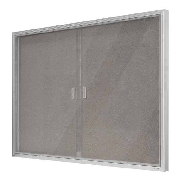 Visionchart Be Noticed Notice Case Sliding Glass Door Grey Fabric Bulletin Board Silver Frame 1800 x 1200mm Visionchart Be Noticed Notice Case Sliding Glass Door Grey Fabric Bulletin Board Silver Frame 1800 x 1200mm