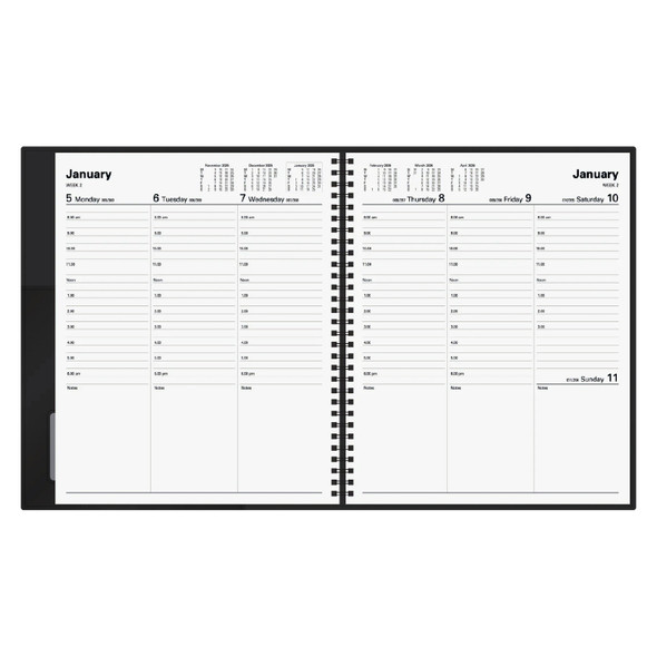 Vanessa Diary 2026 325.V99 Quarto 260mm x 210mm Week To A View Black Collins