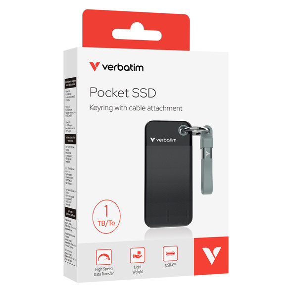 Verbatim Pocket SSD USB 3.2 Gen 2 1TB Black/Grey Verbatim Pocket SSD USB 3.2 Gen 2 1TB Black/Grey