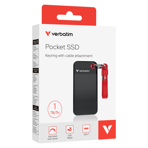 Verbatim Pocket SSD USB 3.2 Gen 2 1TB Black/Red