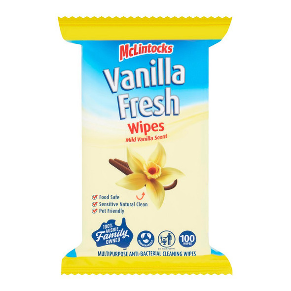Vanilla Fresh Anti-Bacterial Multi Purpose Cleaning Wipes Pack 100 Case of 3 Vanilla Fresh Anti-Bacterial Multi Purpose Cleaning Wipes Pack 100 Case of 3