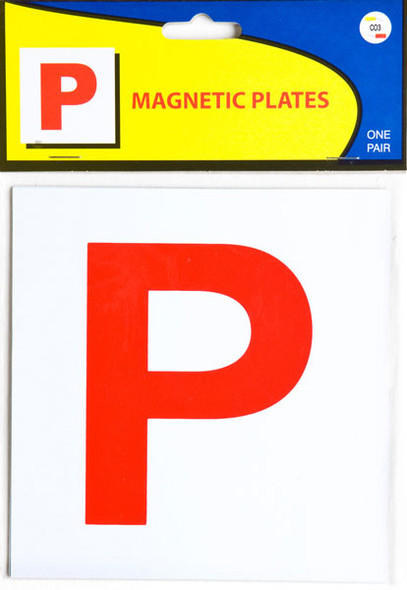 Magnetic red P plates on white background suitable for QLD, NSW, ACT, SA and NT Magnetic red P plates on white background suitable for QLD, NSW, ACT, SA and NT