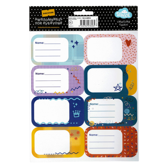 Spencil Book Labels Pack 16 Box of 6 Multicolour Spencil Book Labels Pack 16 Box of 6 Multicolour