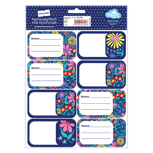 Spencil Book Labels Pack 16 Box of 6 Flower Fun Spencil Book Labels Pack 16 Box of 6 Flower Fun
