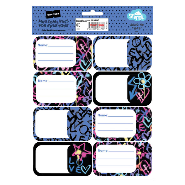 Spencil Book Labels Pack 16 Box of 6 Hearts and Crosses Spencil Book Labels Pack 16 Box of 6 Hearts and Crosses