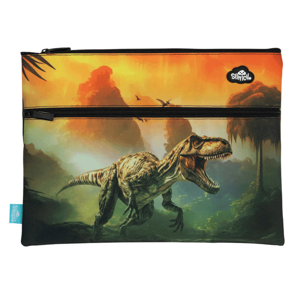 Spencil Jurassic Kingdom A4 Twin Zip Pencil Case Spencil Jurassic Kingdom A4 Twin Zip Pencil Case
