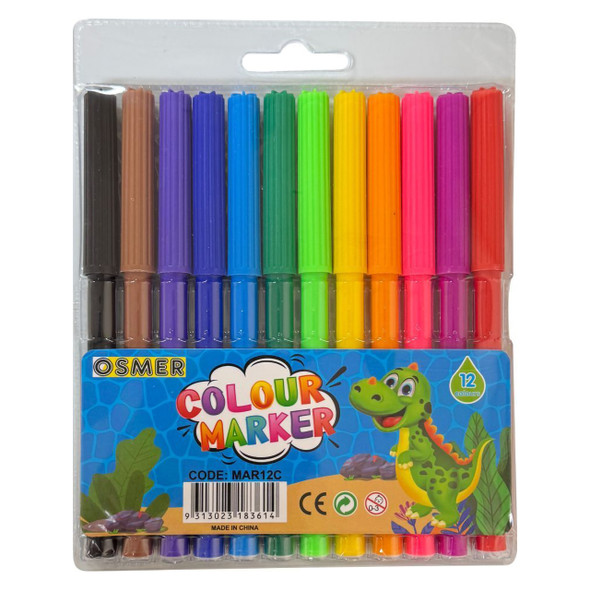 Osmer Colour Marker Fine Tip Wallet of 12