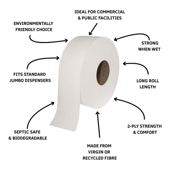 7 Rivers 2 Ply Jumbo Toilet Rolls 300m 8 Rolls/Ctn