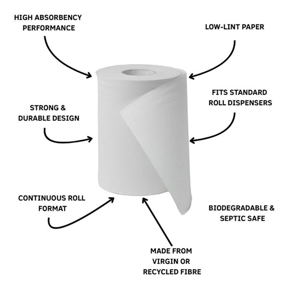 7 Rivers Br80 Paper Roll Towel 18cmx80m 16/Ctn