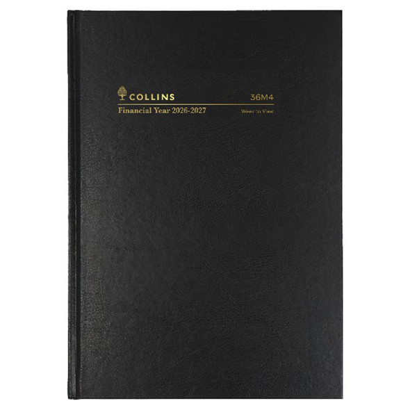Collins Casebound Financial Year Diary 2026-2027 A6 Week To A View Black