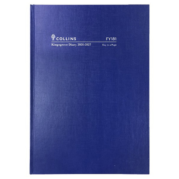 Collins Kingsgrove Financial Year Diary 2026-2027 A5 One Day To A Page Blue