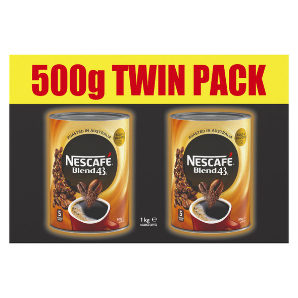 Nescafe Blend 43 Instant Coffee Twin Pack 2x500g Can