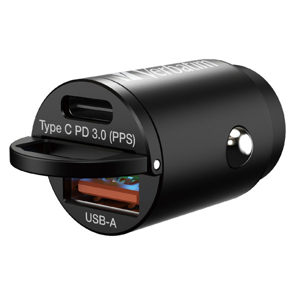 Verbatim Black 30W 2 Port PD and QC Mini Car Charger