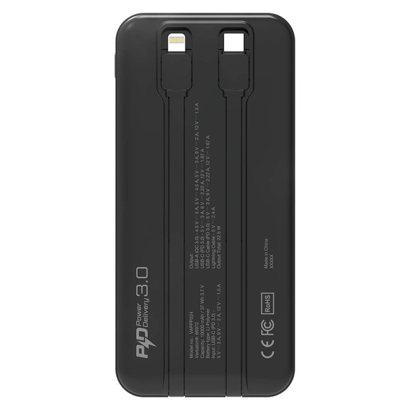 Verbatim 10000mah Power Bank PD Embedded Cables Black