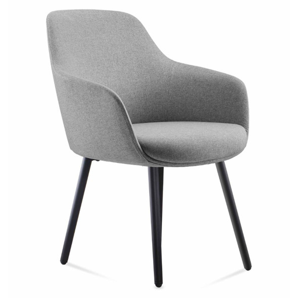 Rapidline Aspen Tub Chair 4 Leg Light Grey Fabric Black Steel Frame