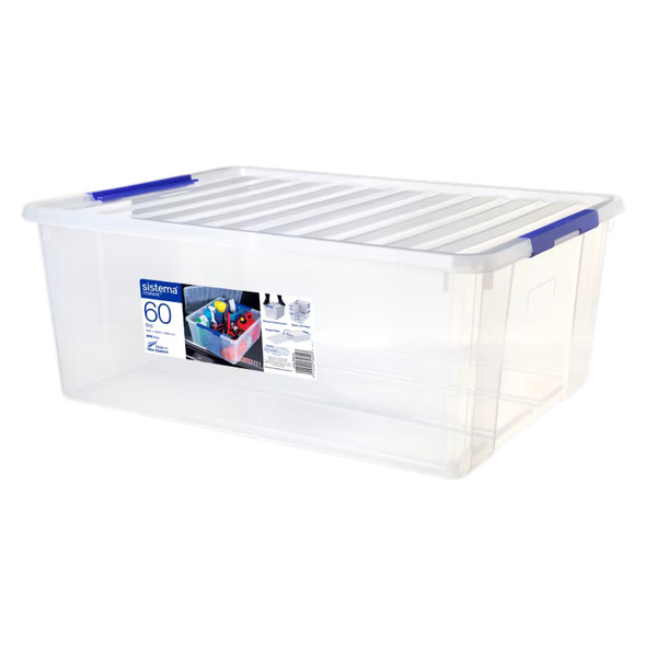 Sistema Plastic Storage Container 60L with Tray Dark Blue
