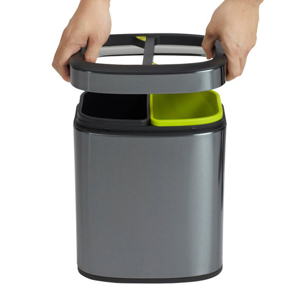 Compass 10L Rectangular Recycling Bin Titanium Black Green Pack of 4