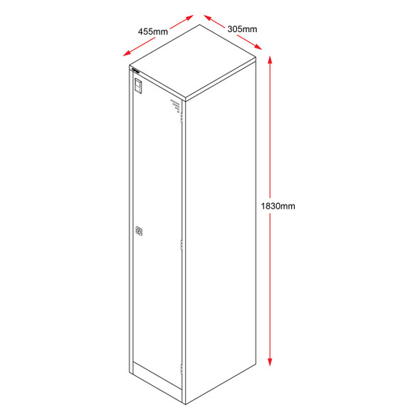 Rapidline White Go 1 Door Steel Locker 305 x 455 x 1830mm