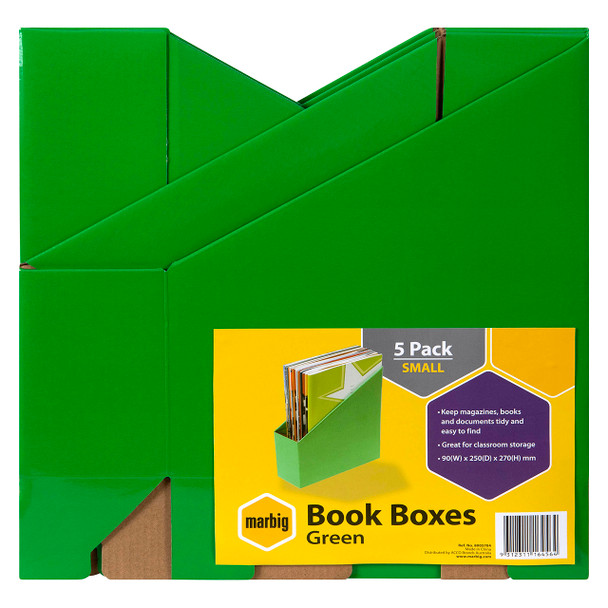 Marbig Book Box Small Green Pack of 5