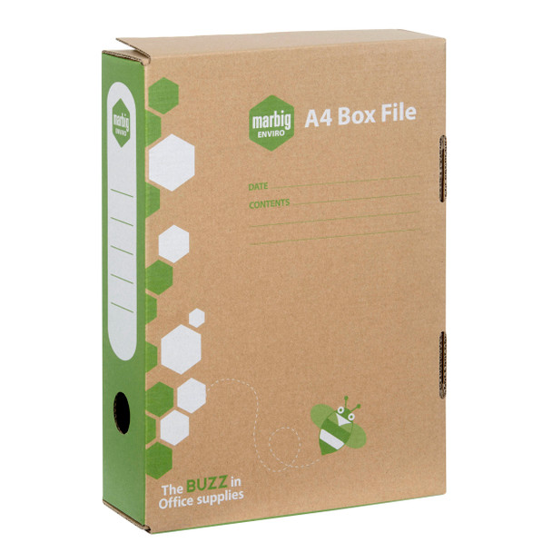 Marbig Box File with Spring Fitting A4 80mm Kraft