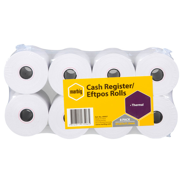 Marbig Cash Register Roll Thermal 57 x 57 x 11.5mm Pack of 8