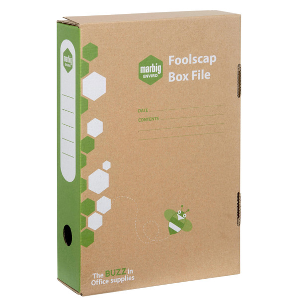 Marbig Box File with Spring Fitting Foolscap 80mm Kraft