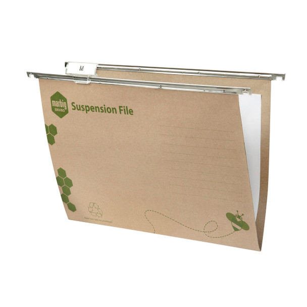 Marbig Enviro Suspension Files with Tabs and Inserts Kraft Pack of 10