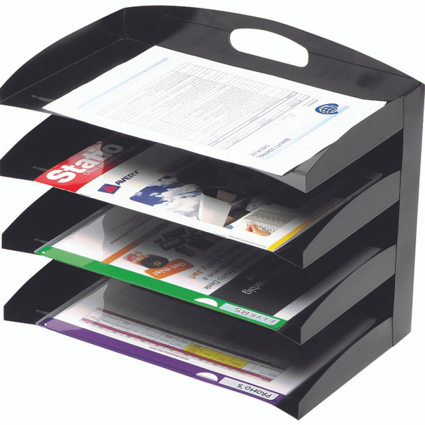 Marbig Metal Desktop Organiser 4 Tier Black