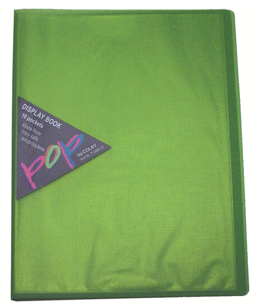 Pop P-248A-10 Display Book Polypropylene A4 10 Pocket 310Mm X 235Mm X 10Mm Spine Lime | Its A Mega Thing