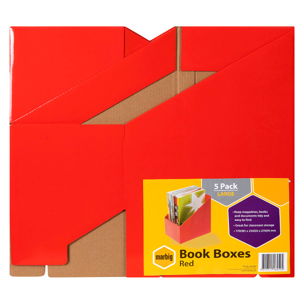 Marbig Book Box Large Red Pack of 5