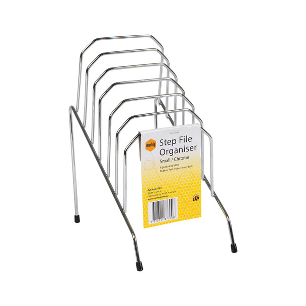Marbig Step File Organiser 6 Slot Small Chrome