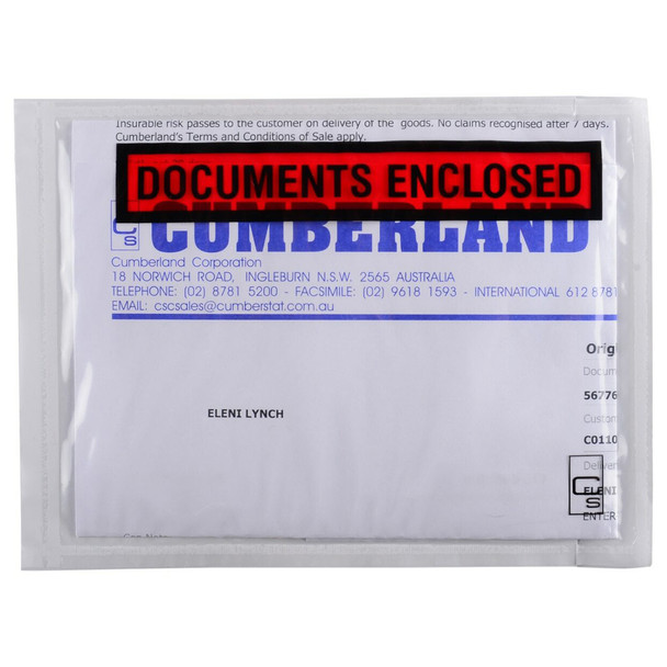 Cumberland Packaging Envelope Documents Enclosed 155 x 115mm OL200DE Box 1000 | Mega Office Supplies