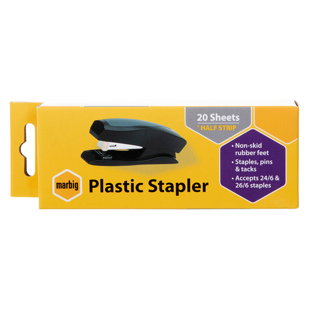 Marbig Desktop Half Strip Plastic Stapler Black