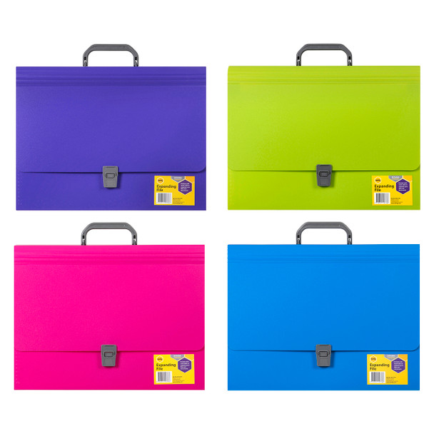 Marbig Expanding File 26 Pocket Foolscap Assorted Summer Colours Carton of 4