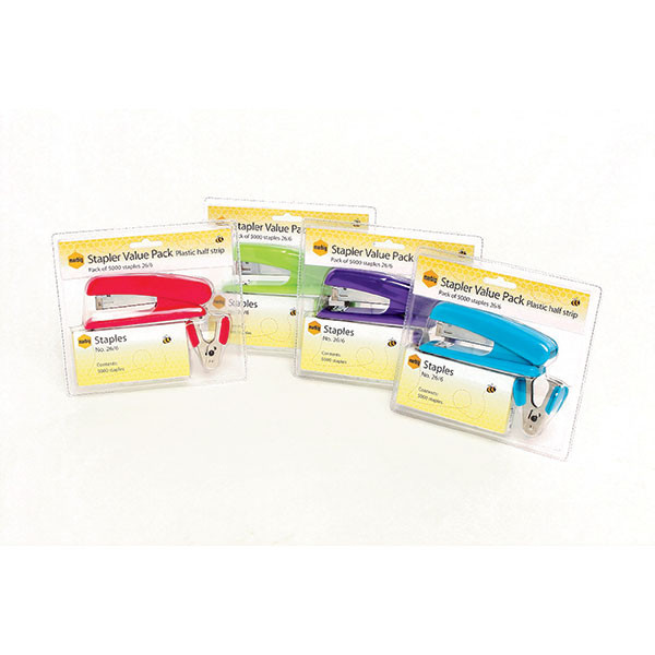Marbig Value Pack Half Strip Plastic Stapler Assorted