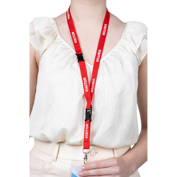 Rexel Pre-Printed Visitor Red Lanyard Pack of 5