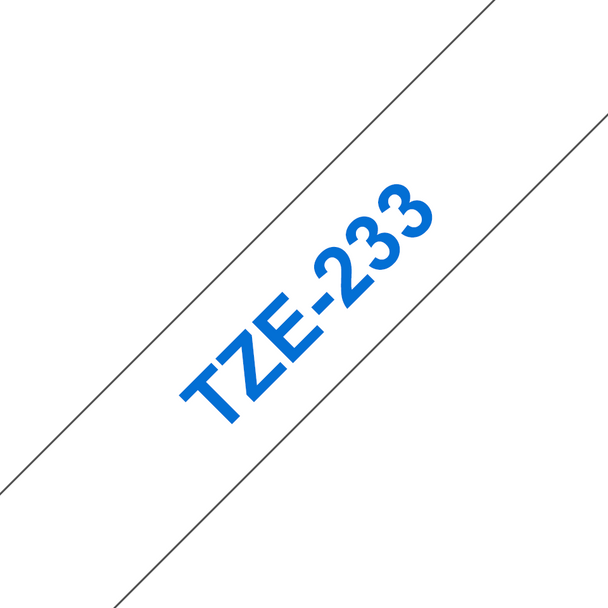 Brother TZe Tape 12mm Blue on White TZE233
