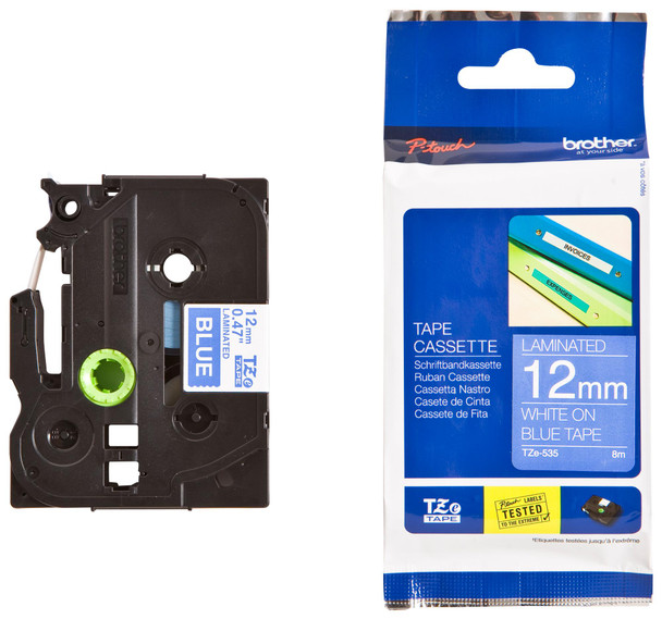 Brother #TZE-535 12mm White on Blue TZE Tape | It's A Mega Thing