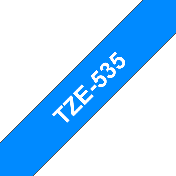 Brother TZe Tape 12mm White on Blue TZE535