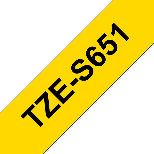 Brother TZe Strong Adhesive Tape 24mm Black on Yellow TZES651