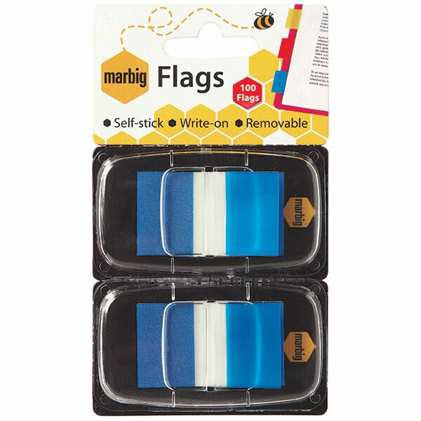 Marbig Flags Coloured Tip Twin Pack Blue