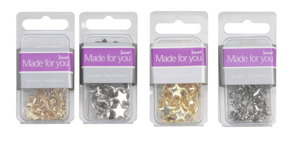 Made For You Paper Fasteners Hearts Silver