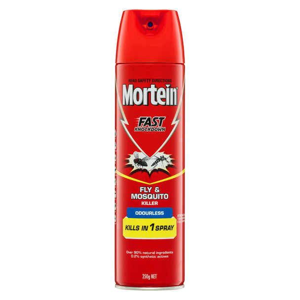Mortein Fast Knockdown Fly and Mosquito Killer Odourless Spray 350g x 9