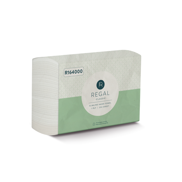 Regal R16400 Slimline Towel 23.5 x 23.5cm 16 Packs of 250 Sheets (JSR164000) Regal R16400 Slimline Towel 23.5 x 23.5cm 16 Packs of 250 Sheets (JSR164000)