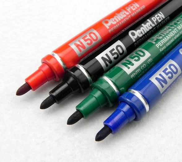 Pentel Red N50 Bullet Point 1.5mm Permanent Marker Box of 12