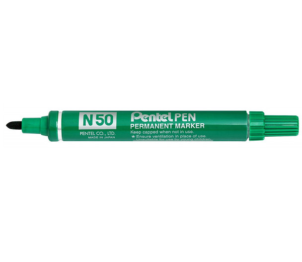 Pentel Permanent Marker N50 Bullet Point 1.5mm Green Box of 12