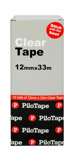 PiloTape Premium Stationery Clear Tape 12mm x 33m Box of 12