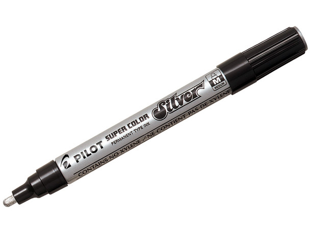 Pilot Super Colour Silver Permanent Metallic Marker Bullet Medium Box of 12