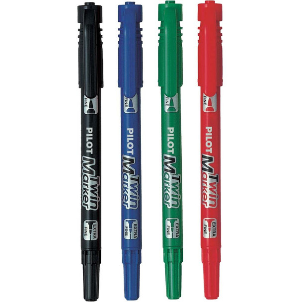 Pilot Red Twin Marker Permanent Dual Nib Box of 12